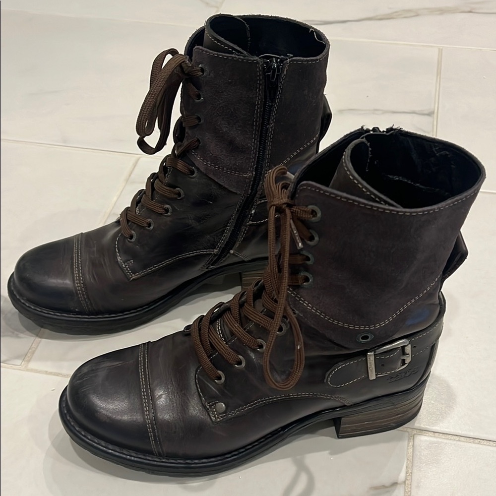 Brown Leather Combat Boots